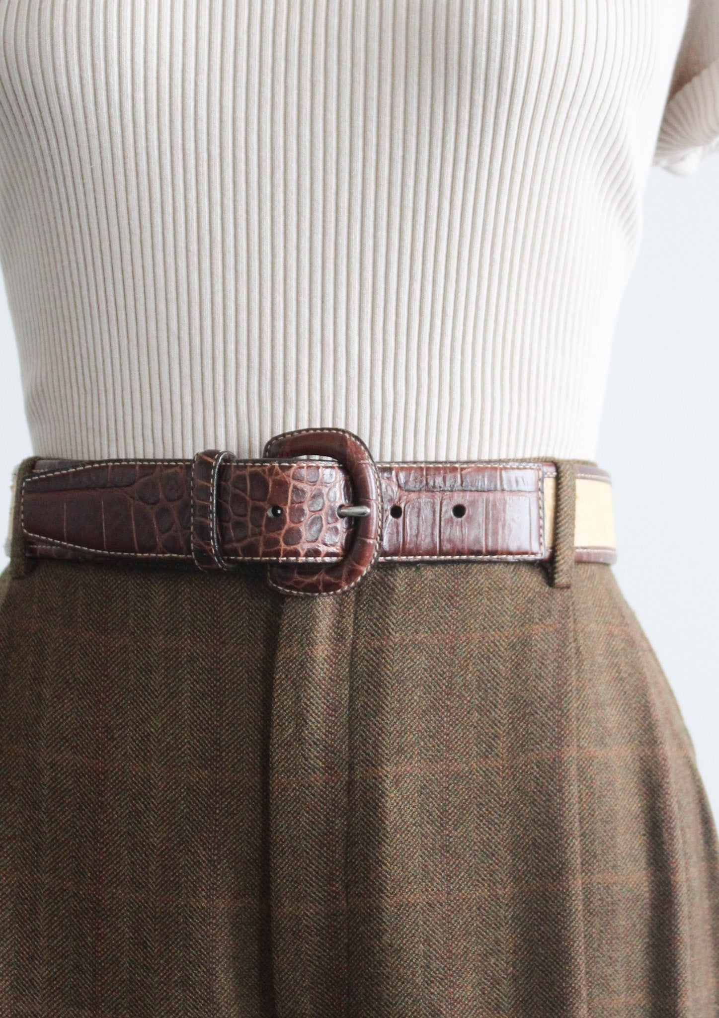 1992 Vintage Safari Leather Belt Honest by Brighton Safari Animal Belt Brown Leather Silver  main image 4