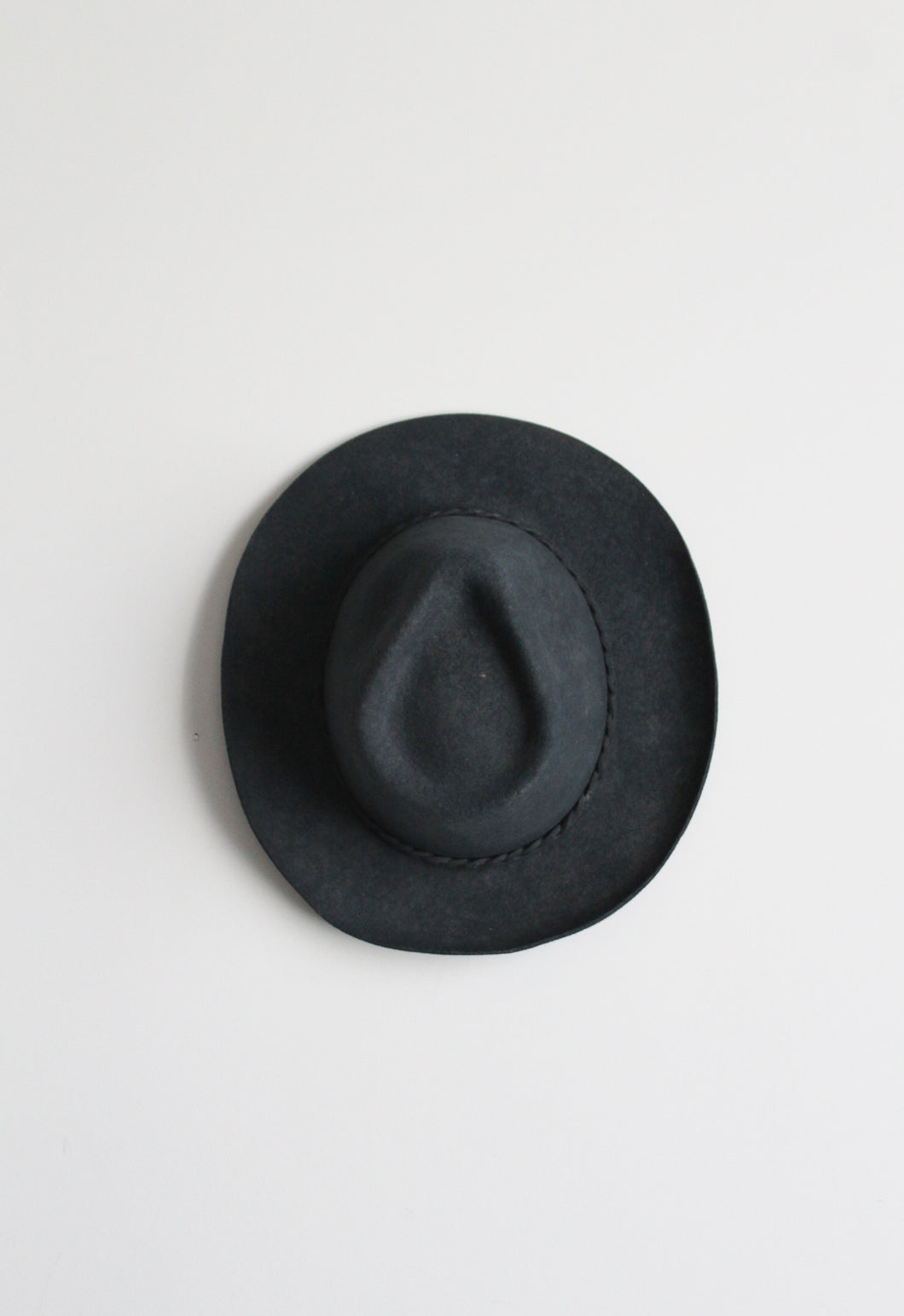 braided brim black wool cowboy hat