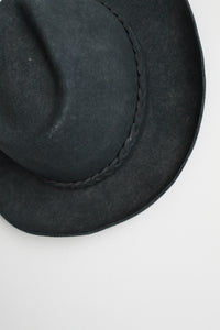 braided brim black wool cowboy hat