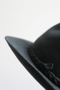 braided brim black wool cowboy hat