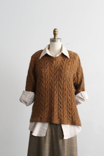 sunglow cable knit mohair pullover (m)