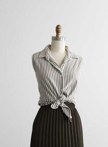 olive branch striped button up