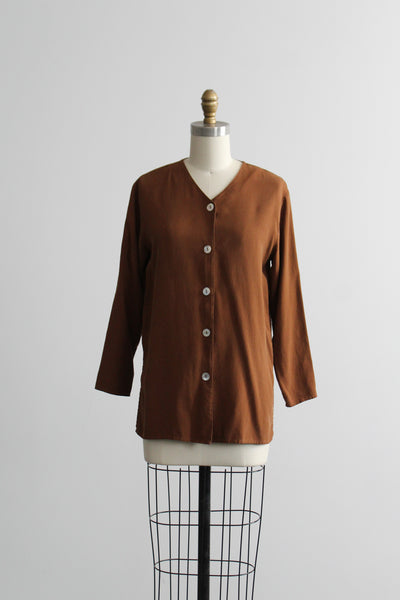 clay silk button up