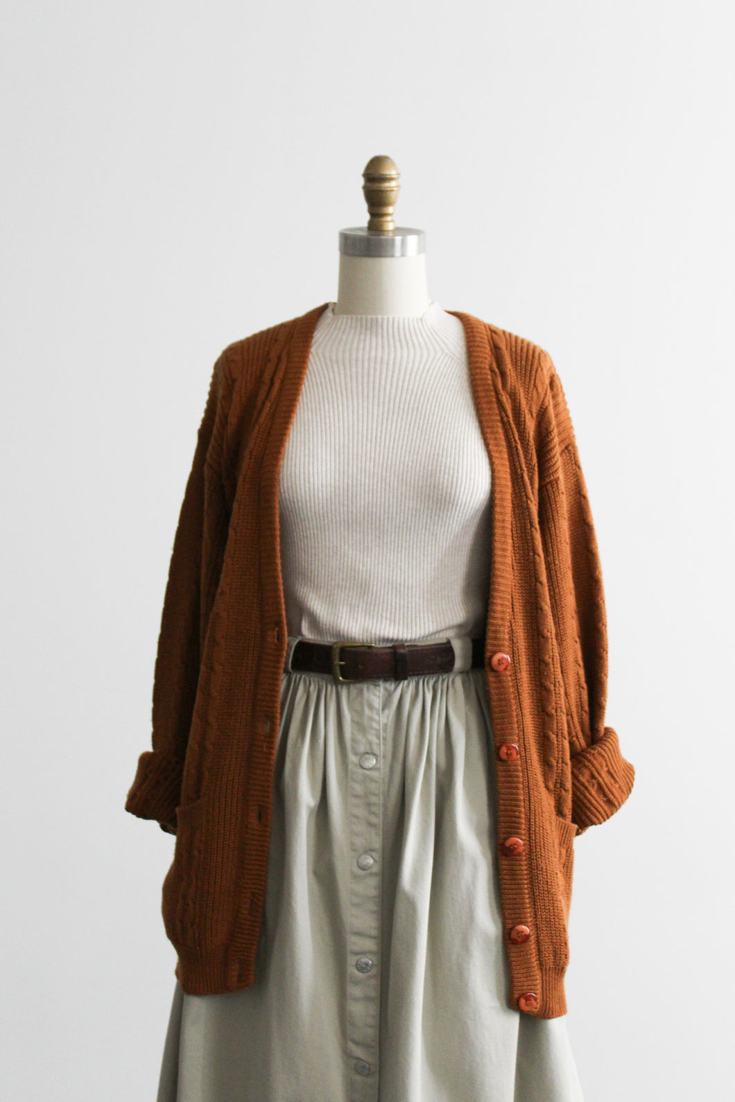 cable knit clay cardigan