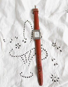 sterling silver & leather band vintage watch