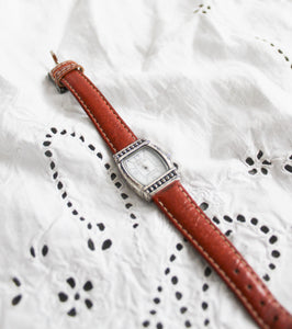 sterling silver & leather band vintage watch