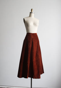 russet suede maxi skirt
