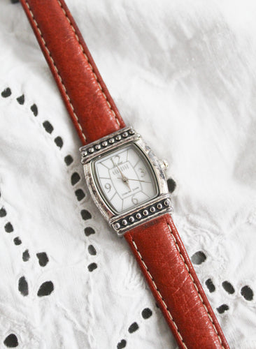 sterling silver & leather band vintage watch