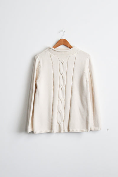 parchment roll neck cotton pullover