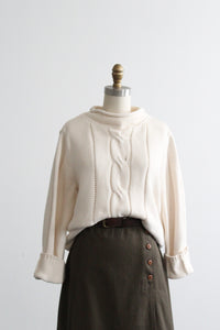 parchment roll neck cotton pullover