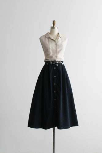 laurel lake denim midi skirt