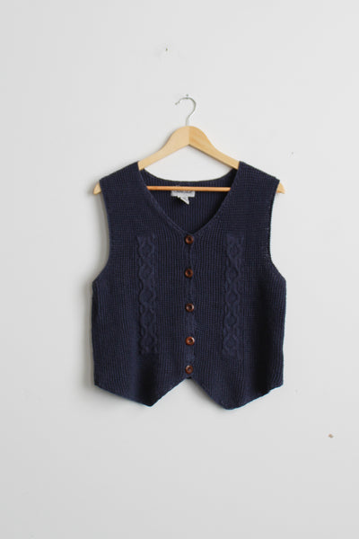 nantucket cable knit cotton vest