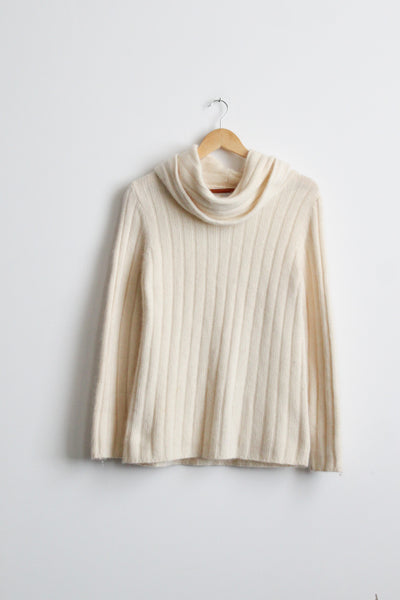 eggshell angora cowl neck sweater