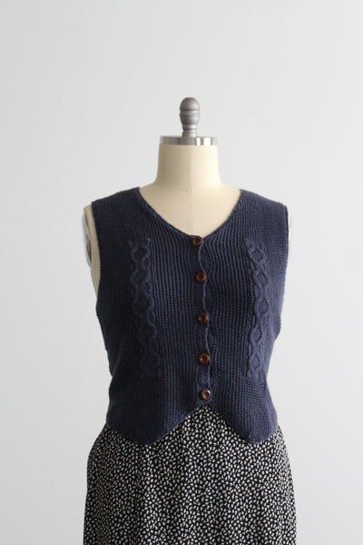 nantucket cable knit cotton vest