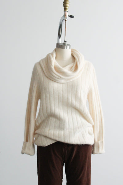 eggshell angora cowl neck sweater