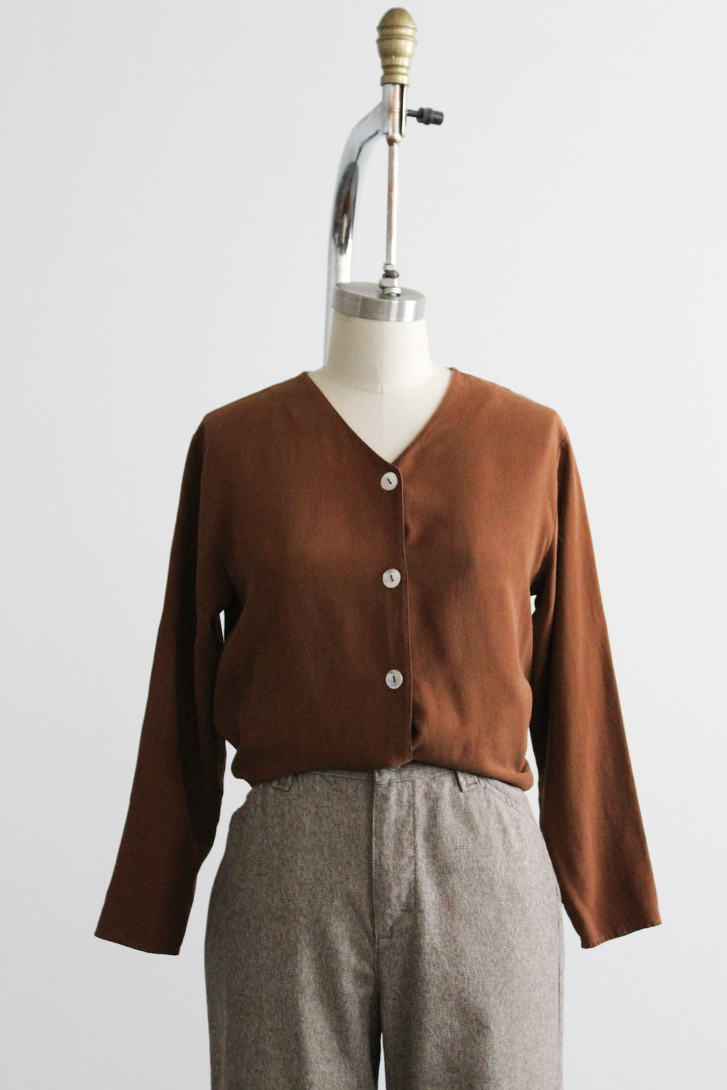 clay silk button up