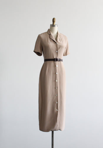 sand dune silk button front dress