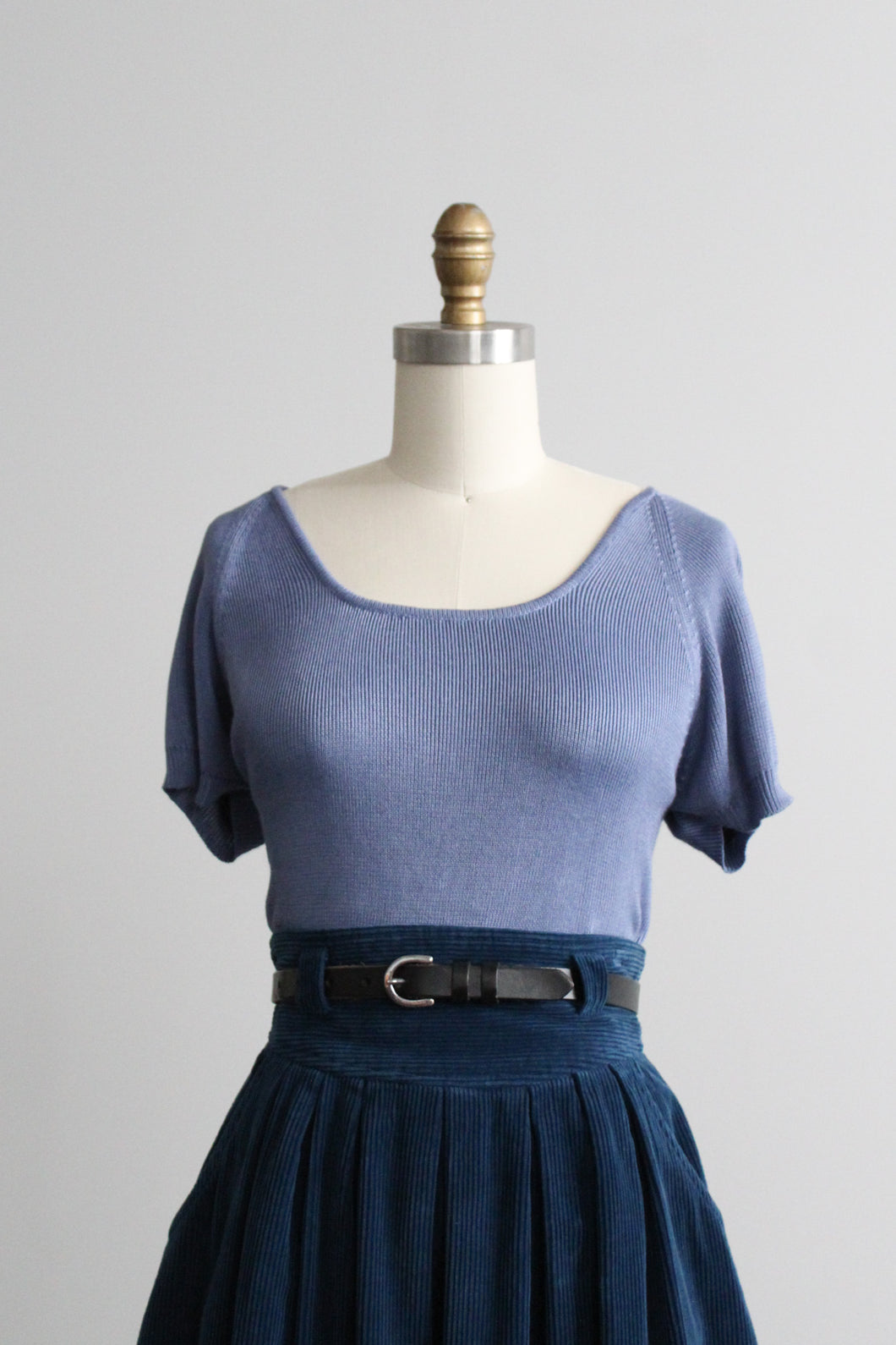 slate blue knit tee