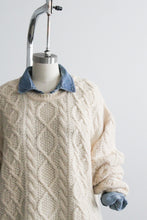 eggshell wool fisherman sweater