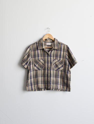 cropped plaid button up