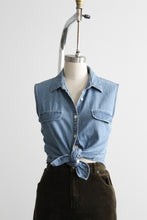 sleeveless denim button up