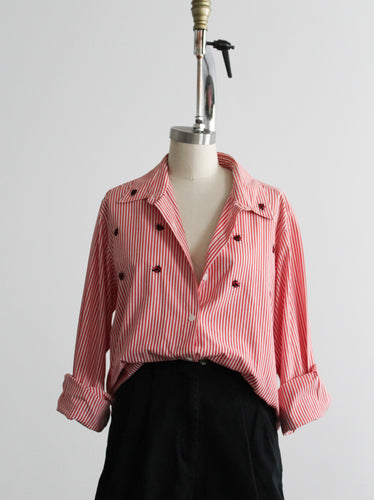 ladybug striped button up