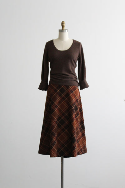 harvest moon plaid midi skirt