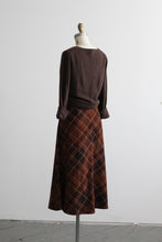 harvest moon plaid midi skirt