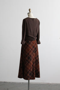 harvest moon plaid midi skirt