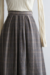 honor roll plaid wool midi skirt
