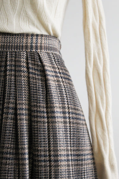 honor roll plaid wool midi skirt