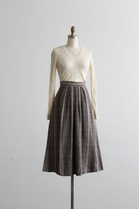 honor roll plaid wool midi skirt