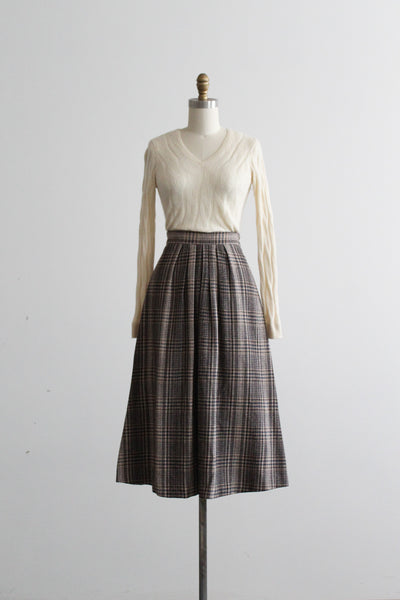 honor roll plaid wool midi skirt
