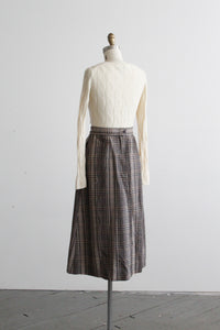 honor roll plaid wool midi skirt