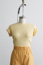 butter yellow cotton rib knit tee