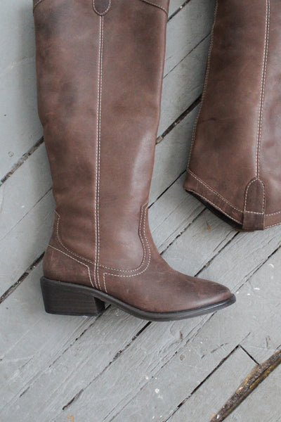 walnut leather boots