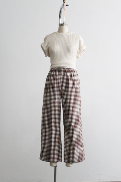 coffee gingham trousers (l/xl)