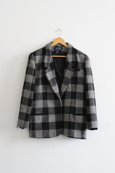 ex libris plaid wool blazer