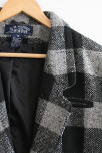 ex libris plaid wool blazer