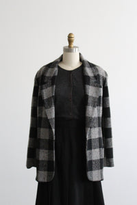 ex libris plaid wool blazer