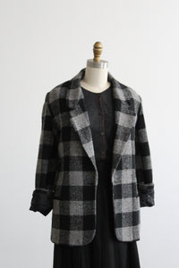 ex libris plaid wool blazer