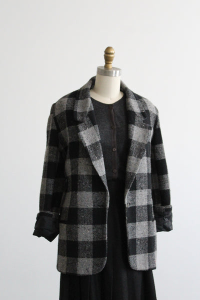 ex libris plaid wool blazer
