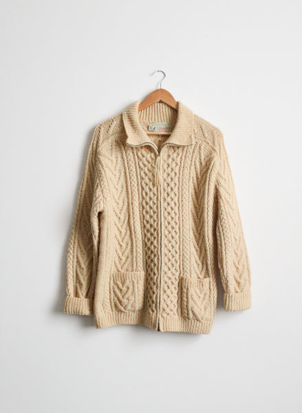 fisherman zip-front sweater