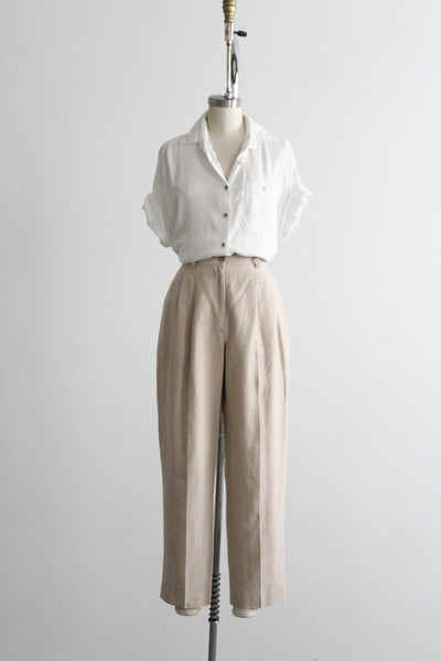 oat linen trousers