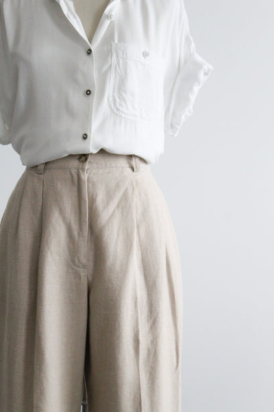 oat linen trousers