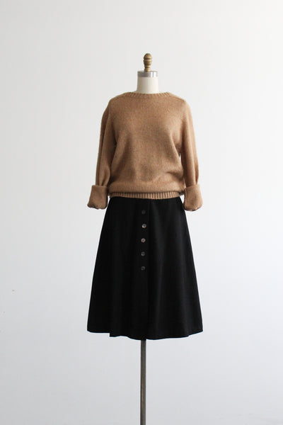 raven wool midi skirt