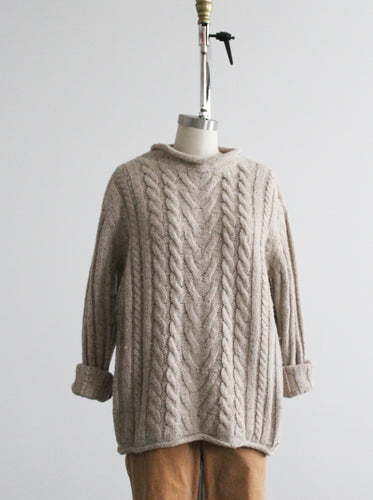 sand dune wool cable knit sweater