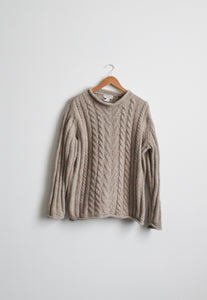 sand dune wool cable knit sweater