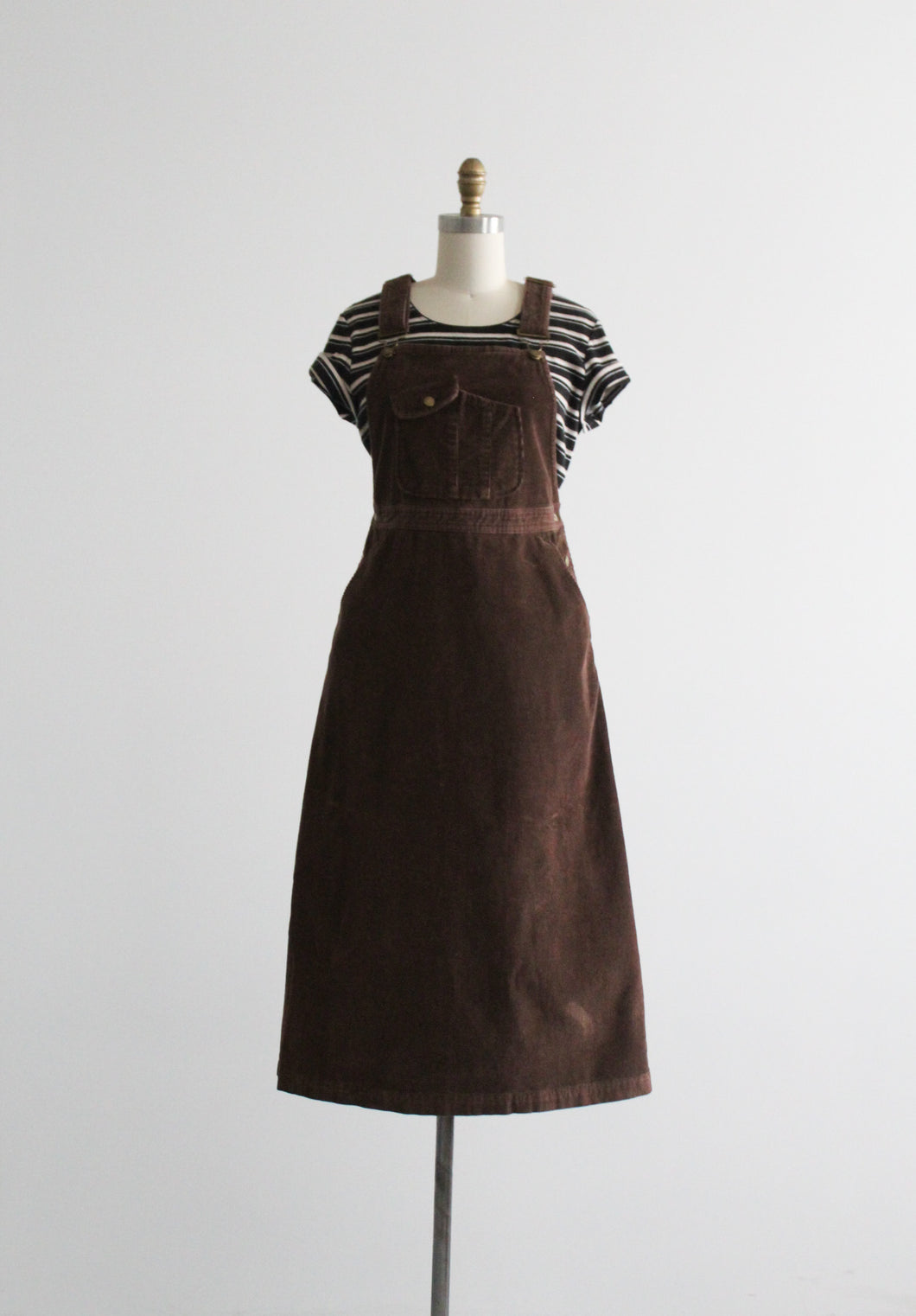 espresso corduroy overall dress