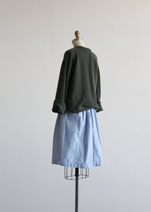 chambray button-front skirt